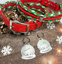 Load image into Gallery viewer, Santas Sleigh Snowglobe • Personalised Pet ID tag / Keyring