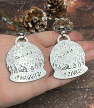 Load image into Gallery viewer, Santas Sleigh Snowglobe • Personalised Pet ID tag / Keyring