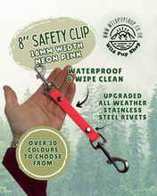 Load image into Gallery viewer, Safety Clip / back up Connector for Collar, Harness and headcollar, Waterproof • Lots of Colours, Silver Hardware, Dog Cat, Handmade UK. Vegan Vegetarian, like biothane, Connector, safety Strap