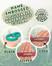 Load image into Gallery viewer, Name Embossed Adjustable Waterproof Collar • 16mm, 20mm or 25mm widths