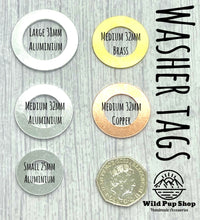 Load image into Gallery viewer, Forest Scene Washer • Personalised Name tag, ID Tag, Dog tag, Cat tag, Custom keyring, Silver Aluminium, Brass or Copper • Trees,