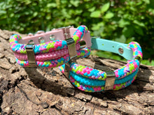 Load image into Gallery viewer, Confetti - Adjustable Rope Collar, Double or Triple Layer, 16/20/25mm Waterproof Strap (multiple colour options), Silver / Gold / Rose-Gold / Neo Hardware, Dog, Handmade UK. Vegan Vegetarian
