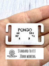 Load image into Gallery viewer, Simple • Slider Tag, Slide on tag, Agility tag, Fly ball Tag • Personalised Name tag, ID Tag, Dog tag, Cat tag, Custom keyring, Silver Aluminium, Brass or Copper •