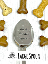 Load image into Gallery viewer, Personalised Pet Spoon • Fork, Spork, Teaspoon Table Spoon, dogs dinner, Pet Cutlery, raw spoon, raw fed, wet dog food cat puppy stainless steel