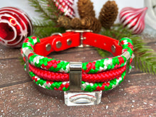 Load image into Gallery viewer, Elf Delight Triple Layer Christmas Collar • Adjustable Rope Collar • Lots of Colours, Silver, gold, rose gold, neo Hardware, Dog Cat Animal Handmade UK. Vegan Vegetarian
