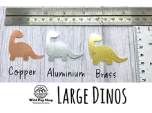 Load image into Gallery viewer, Dino Forest Scene • Personalised Name tag, ID Tag, Dog tag, Cat tag, Custom keyring, Silver Aluminium, Brass or Copper • Dinosaur, Mountain, Trees, birds