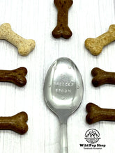 Load image into Gallery viewer, Personalised Pet Spoon • Fork, Spork, Teaspoon Table Spoon, dogs dinner, Pet Cutlery, raw spoon, raw fed, wet dog food cat puppy stainless steel
