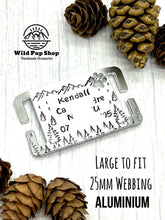 Load image into Gallery viewer, Adventure Life • Slider Tag, Slide on tag, Agility tag, Fly ball Tag • Personalised Name tag, ID Tag, Dog tag, Cat tag, Custom keyring, Silver Aluminium, Brass or Copper • Mountain, Trees, Forest