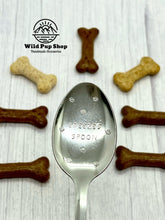 Load image into Gallery viewer, Personalised Pet Spoon • Fork, Spork, Teaspoon Table Spoon, dogs dinner, Pet Cutlery, raw spoon, raw fed, wet dog food cat puppy stainless steel