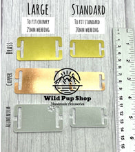 Load image into Gallery viewer, Simple • Slider Tag, Slide on tag, Agility tag, Fly ball Tag • Personalised Name tag, ID Tag, Dog tag, Cat tag, Custom keyring, Silver Aluminium, Brass or Copper •
