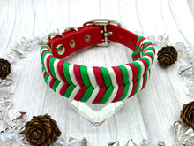 Load image into Gallery viewer, Elf Delight Paracord Christmas Collar • Adjustable Paracord Collar • Lots of Colours, Silver, gold, rose gold, neo Hardware, Dog Cat Animal Handmade UK. Vegan Vegetarian