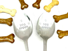 Load image into Gallery viewer, Personalised Pet Spoon • Fork, Spork, Teaspoon Table Spoon, dogs dinner, Pet Cutlery, raw spoon, raw fed, wet dog food cat puppy stainless steel