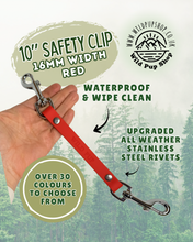 Load image into Gallery viewer, Safety Clip / back up Connector for Collar, Harness and headcollar, Waterproof • Lots of Colours, Silver Hardware, Dog Cat, Handmade UK. Vegan Vegetarian, like biothane, Connector, safety Strap
