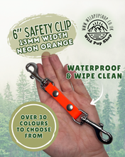 Load image into Gallery viewer, Safety Clip / back up Connector for Collar, Harness and headcollar, Waterproof • Lots of Colours, Silver Hardware, Dog Cat, Handmade UK. Vegan Vegetarian, like biothane, Connector, safety Strap
