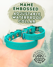 Load image into Gallery viewer, Name Embossed Adjustable Waterproof Collar • 16mm, 20mm or 25mm widths
