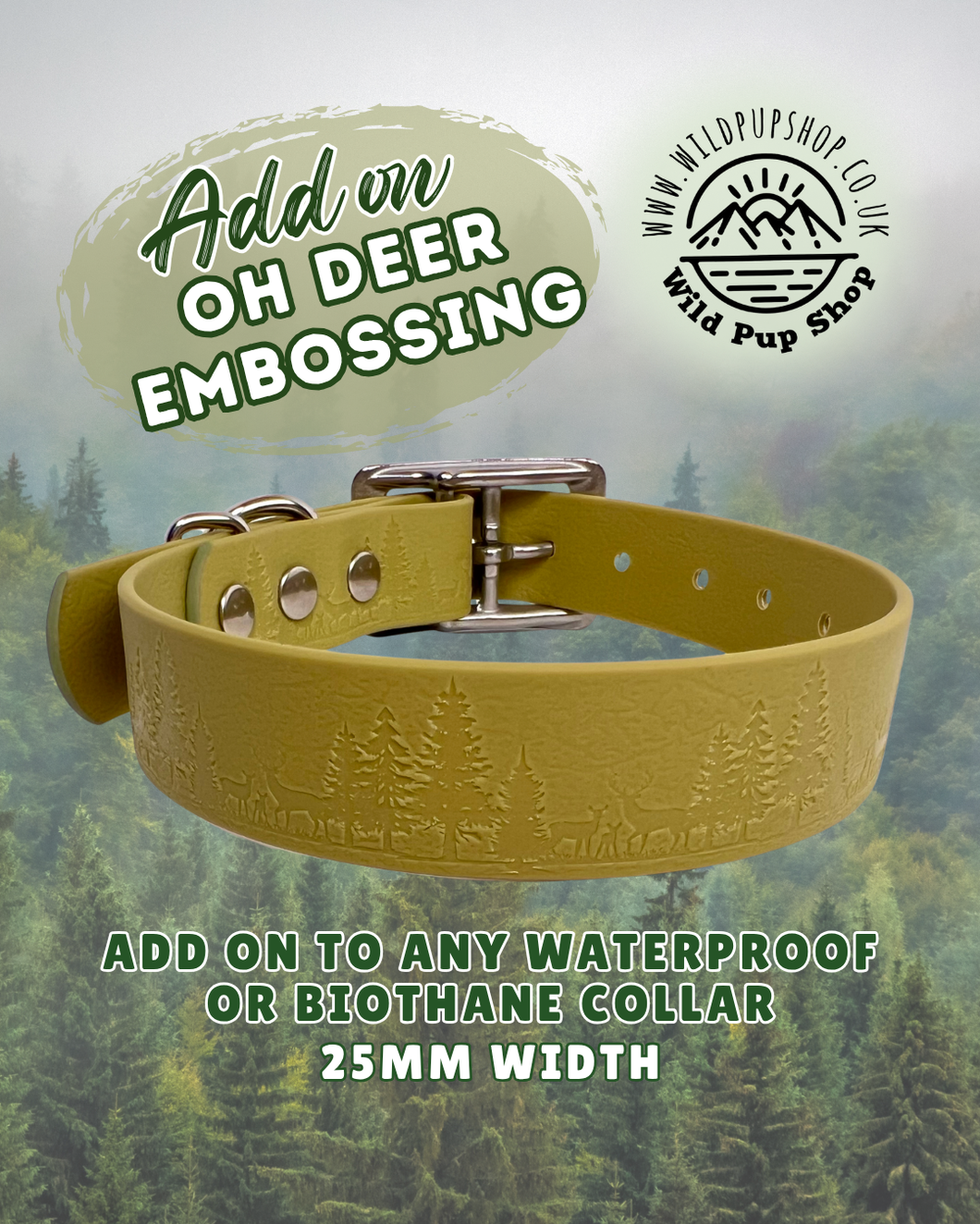 Add on: Oh Deer Embossed Design for Waterproof & Biothane Collars