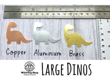 Load image into Gallery viewer, Dino Forest Scene • Personalised Name tag, ID Tag, Dog tag, Cat tag, Custom keyring, Silver Aluminium, Brass or Copper • Dinosaur, Mountain, Trees, birds
