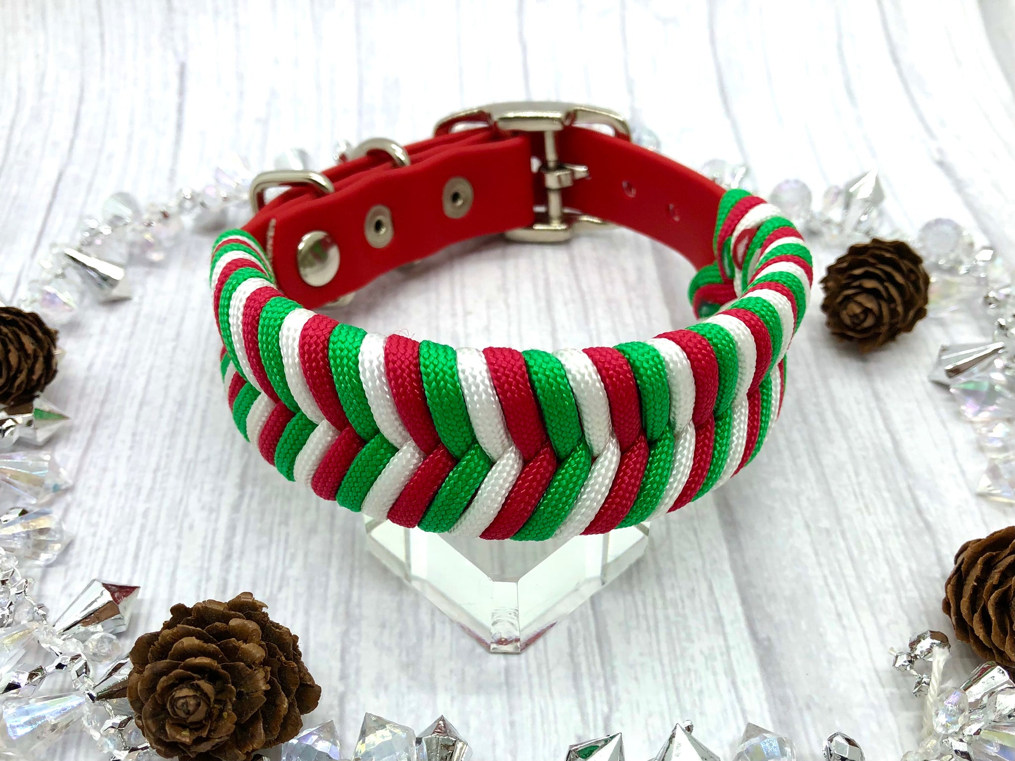 Elf Delight Paracord Christmas Collar Adjustable Paracord Collar Lots of Colours Silver gold rose gold neo Hardware Dog Cat Animal Handmade