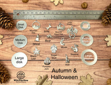 Load image into Gallery viewer, Autumn &amp; Halloween Metal Charm for ID tags, Keyrings and Jewlery
